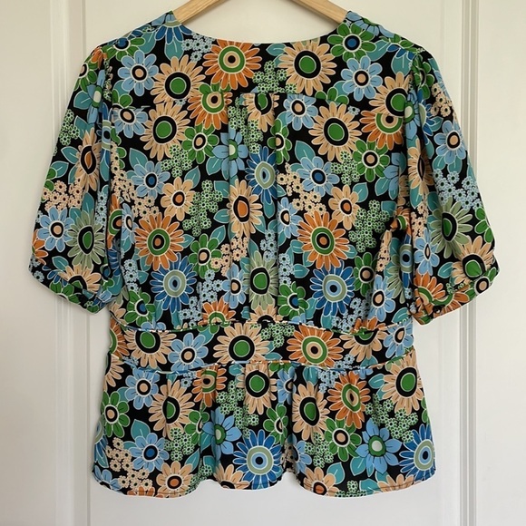 Cabi Women’s Front Button Floral Peplum Blouse Multicolored M - Picture 4 of 7